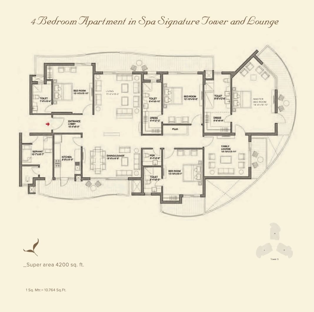 4200 Sq. Ft. 4BHK+Serv.